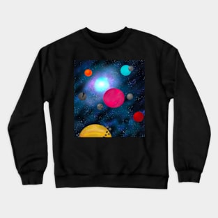 Space Travels Galaxy and Planets Crewneck Sweatshirt